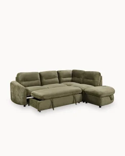 Sofá de canto VIANA com cama e baú