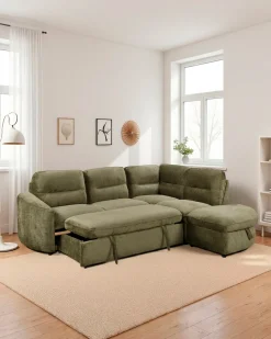 Sofá de canto VIANA com cama e baú