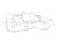 Sofás POP UP! Sofá chaise longue OAKLAND embalado a vácuo