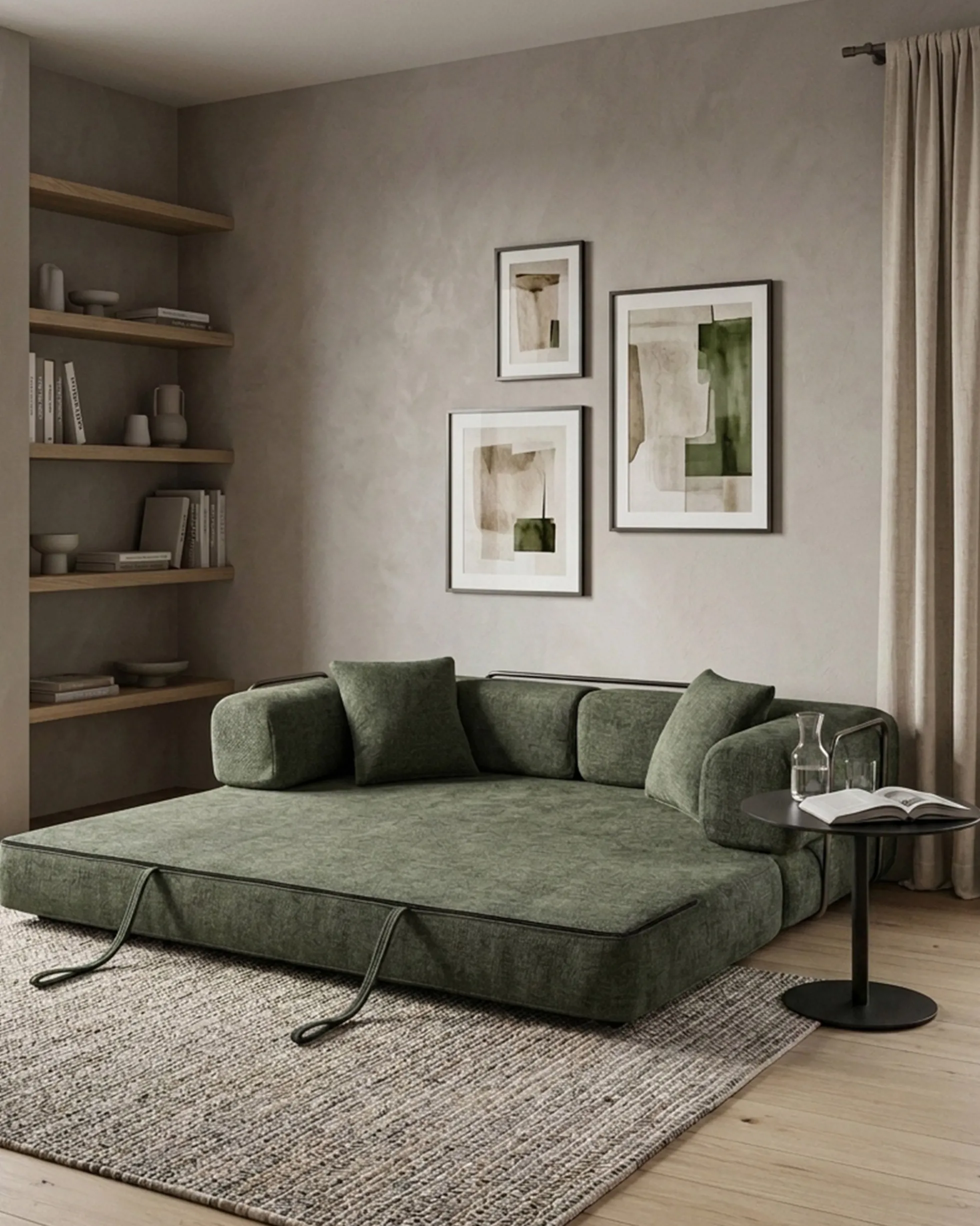 Sofás POP UP! Sofá 3 lugares OPEN com cama embalado a vácuo