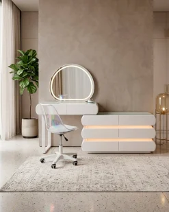 Toucador MARU com espelho,iluminação LED e cadeira